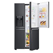 Vy framifrån av 625L Door in Door™ Side by Side (Matte Black) - Energiklass E, Vatten/is utan röranslutning, Smart Diagnosis™ med Wi-Fi GSJ961MCCZ