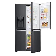 Vy framifrån av 625L Door in Door™ Side by Side (Matte Black) - Energiklass F, Vatten/is utan röranslutning, Smart Diagnosis™ med Wi-Fi GSJ961MCVZ