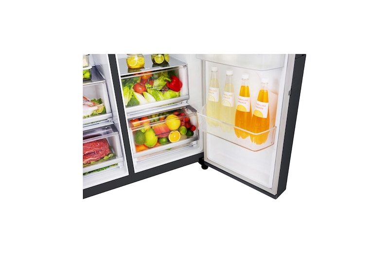 LG 625L Door in Door™ Side by Side (Matte Black) - Energiklass F, Vatten/is utan röranslutning, Smart Diagnosis™ med Wi-Fi, GSJ961MCVZ