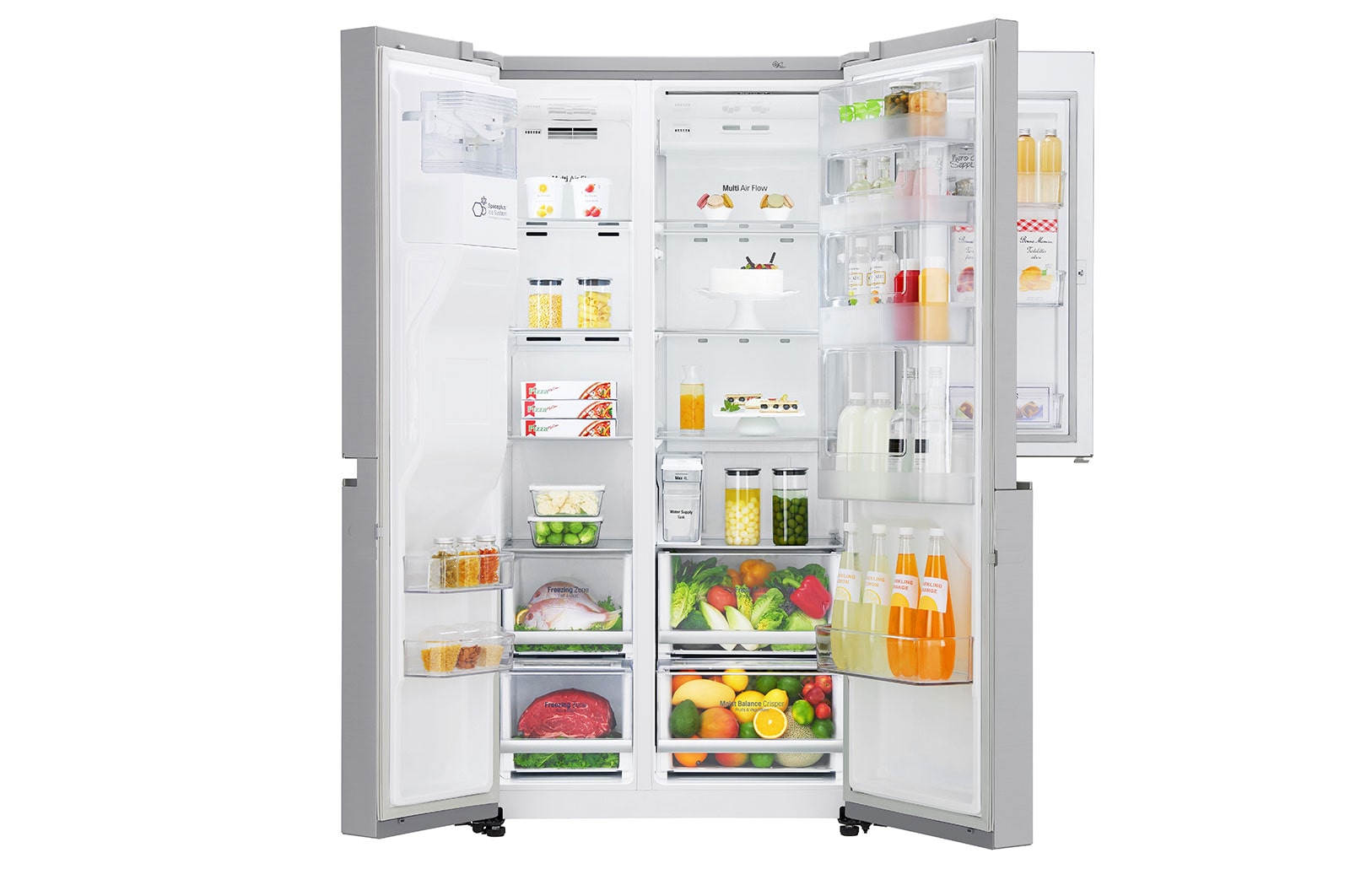 LG 625L Door in Door™ Side by Side (Noble Steel) - Energiklass E, Vatten/is utan röranslutning, Smart Diagnosis™ med Wi-Fi, GSJ961NSZE