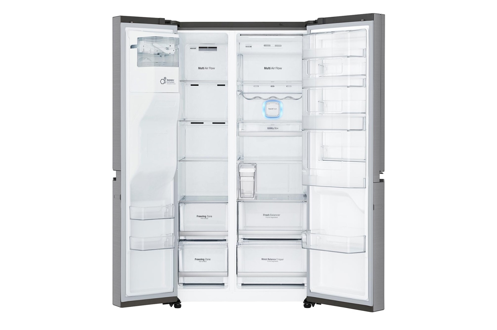 LG 625L Door in Door™ Side by Side (Shiny Steel) - Energiklass F, Vatten/is utan röranslutning, Smart Diagnosis™ med Wi-Fi, GSJ961PZVZ