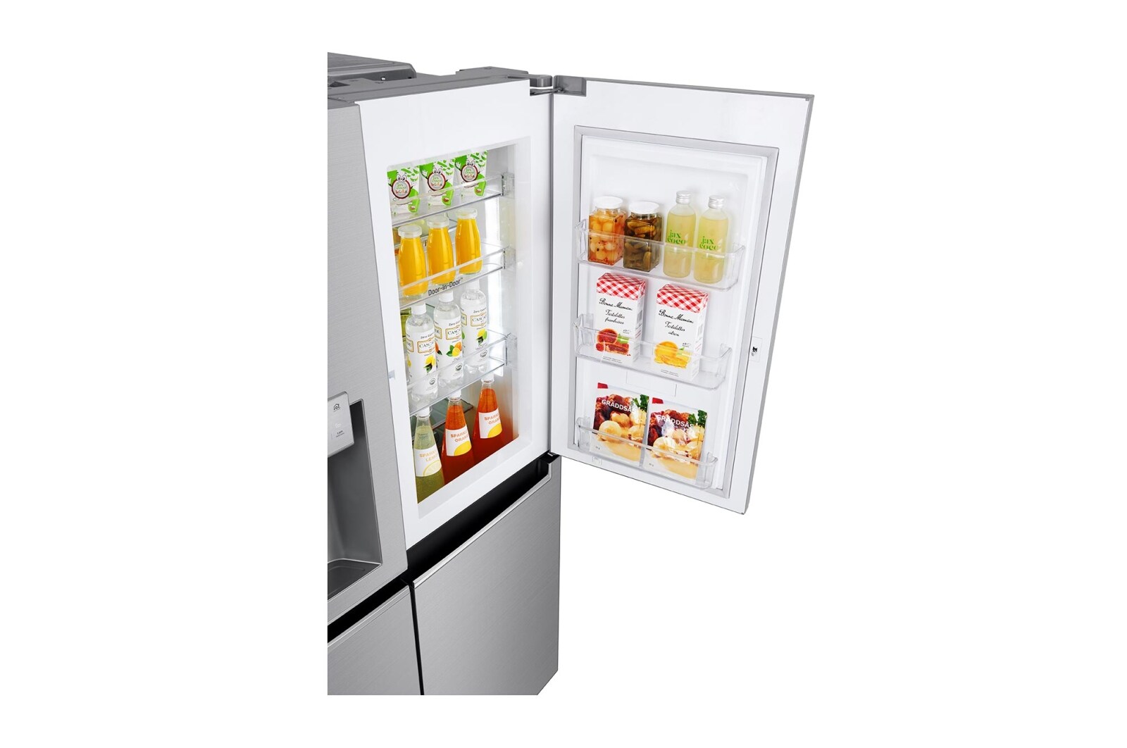 LG 625L Door in Door™ Side by Side (Shiny Steel) - Energiklass F, Vatten/is utan röranslutning, Smart Diagnosis™ med Wi-Fi, GSJ961PZVZ