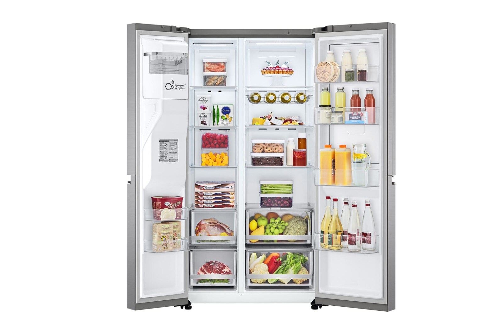 LG 635L Door in Door™ Side by Side (Shiny Steel), Energiklass E, Vatten/is via röranslutning, Smart Diagnosis™ med Wi-Fi, GSJV70PZLE