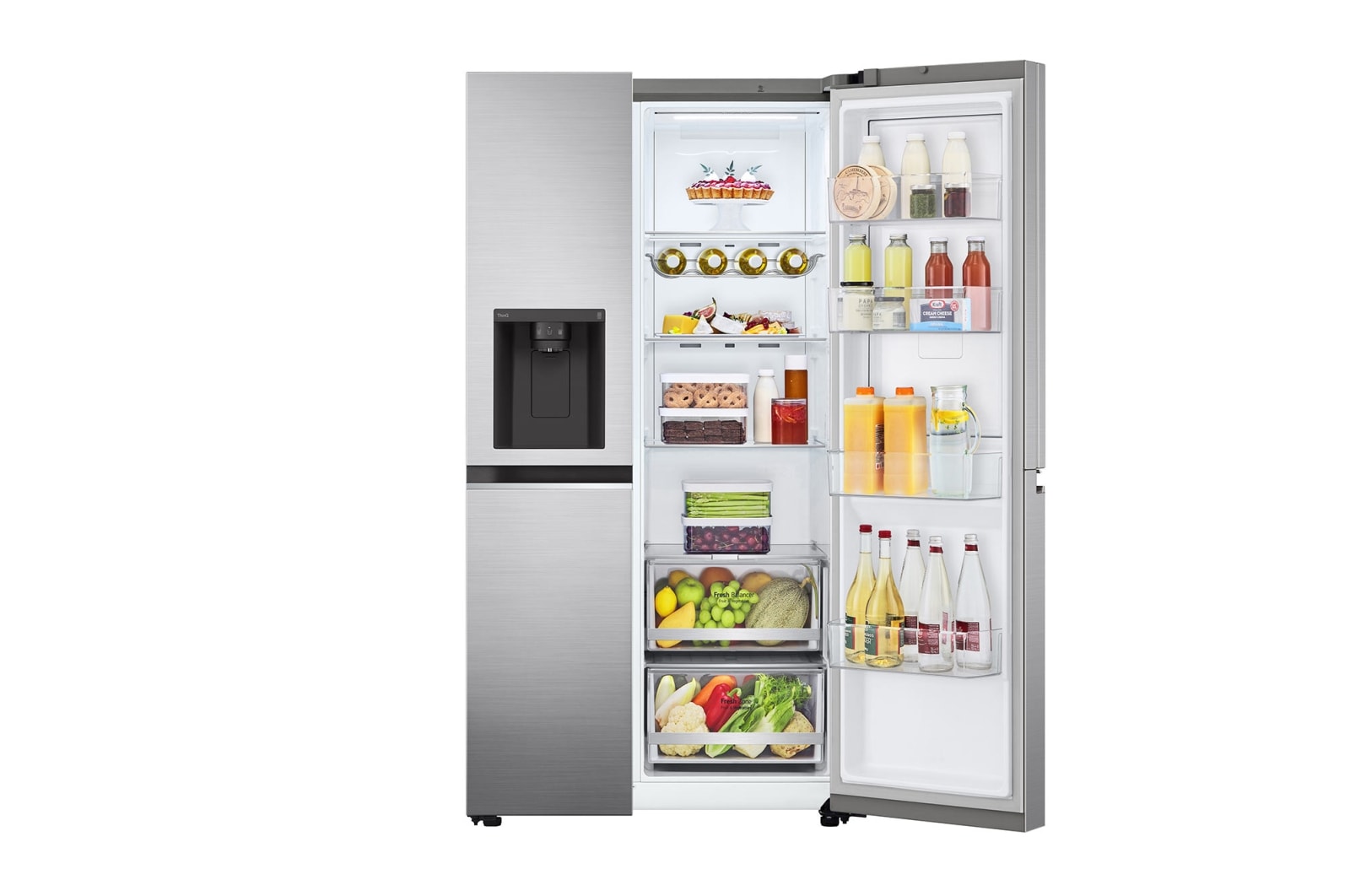 LG 635L Door in Door™ Side by Side (Shiny Steel), Energiklass E, Vatten/is via röranslutning, Smart Diagnosis™ med Wi-Fi, GSJV70PZLE