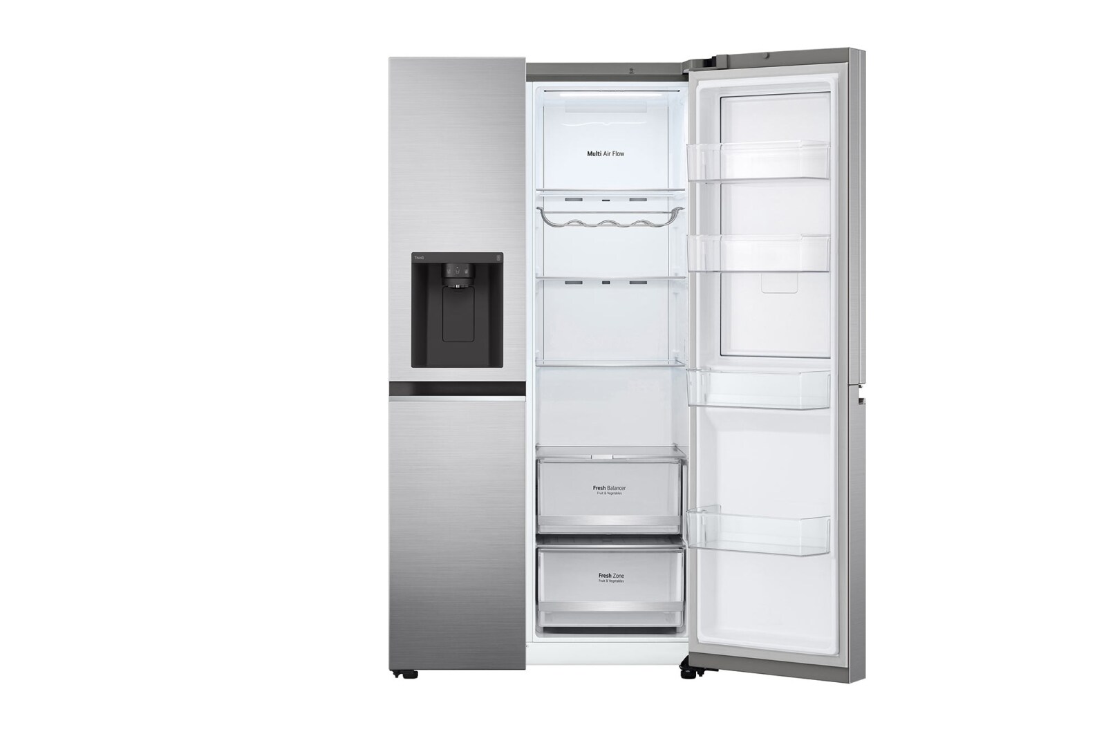LG 635L Door in Door™ Side by Side (Shiny Steel), Energiklass E, Vatten/is via röranslutning, Smart Diagnosis™ med Wi-Fi, GSJV70PZLE