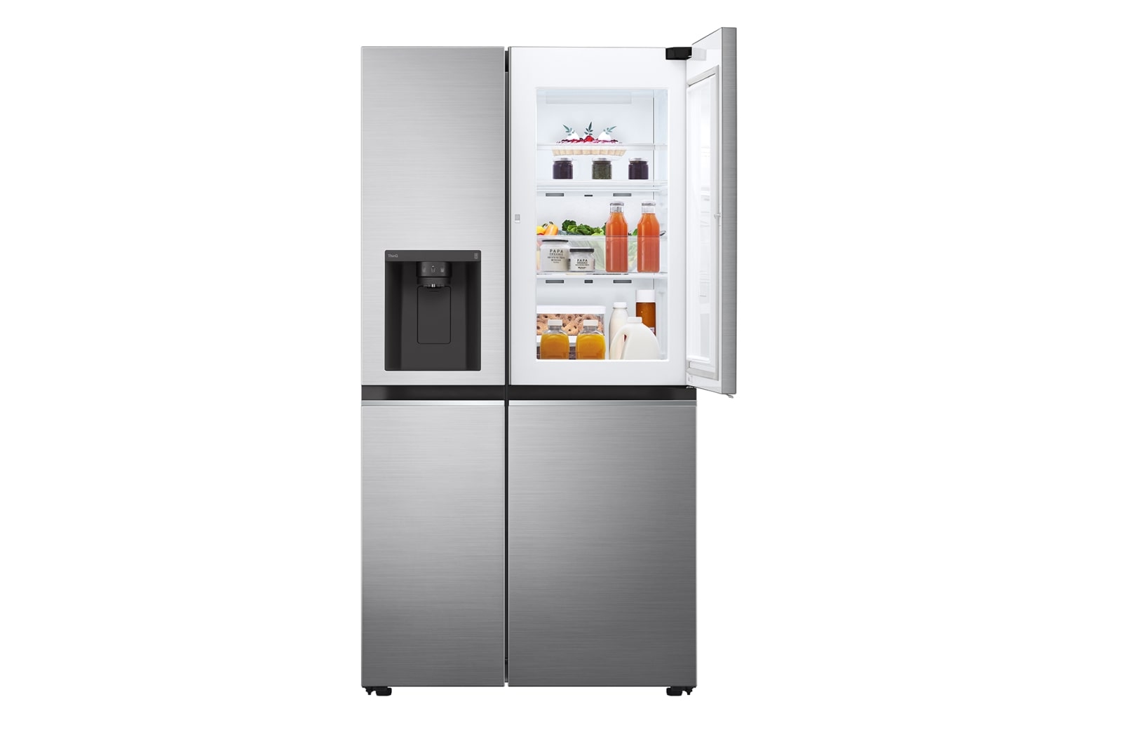 LG 635L Door in Door™ Side by Side (Shiny Steel), Energiklass E, Vatten/is via röranslutning, Smart Diagnosis™ med Wi-Fi, GSJV70PZTE