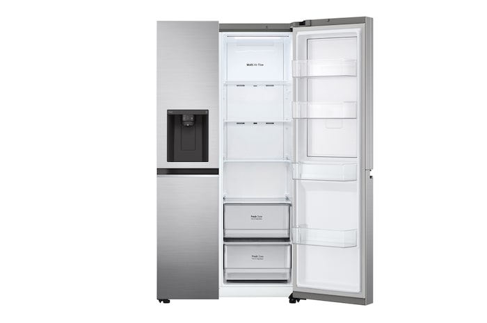 LG 635L Door in Door™ Side by Side (Shiny Steel), Energiklass E, Vatten/is via röranslutning, Smart Diagnosis™ med Wi-Fi, GSJV70PZTE