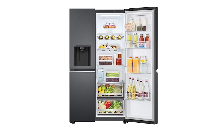 LG 635L Door in Door™ Side by Side (Matte Black Stainless Steel), Energiklass E, Vatten/is utan röranslutning, Smart Diagnosis™ med Wi-Fi, GSJV71MCLE