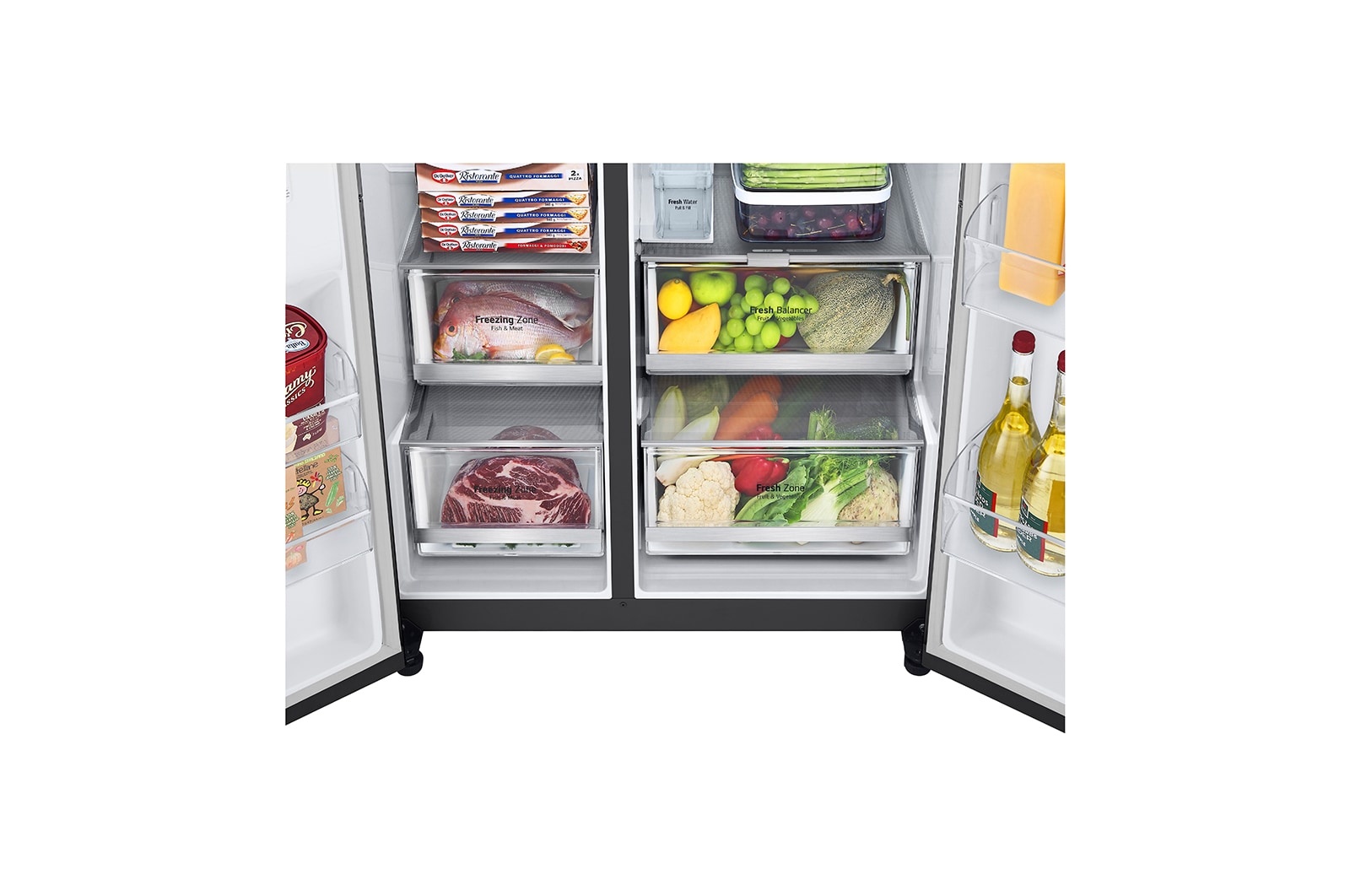 LG 635L Door in Door™ Side by Side (Matte Black Stainless Steel), Energiklass E, Vatten/is utan röranslutning, Smart Diagnosis™ med Wi-Fi, GSJV71MCLE
