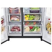 LG 635L Door in Door™ Side by Side (Matte Black Steel), Energiklass E, Vatten/is utan röranslutning, Smart Diagnosis™ med Wi-Fi, GSJV71MCTE
