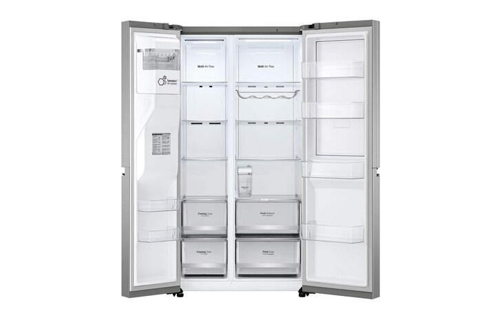 LG 635L Door in Door™ Side by Side (Shiny Steel), Energiklass E, Vatten/is utan röranslutning, Smart Diagnosis™ med Wi-Fi, GSJV71PZLE