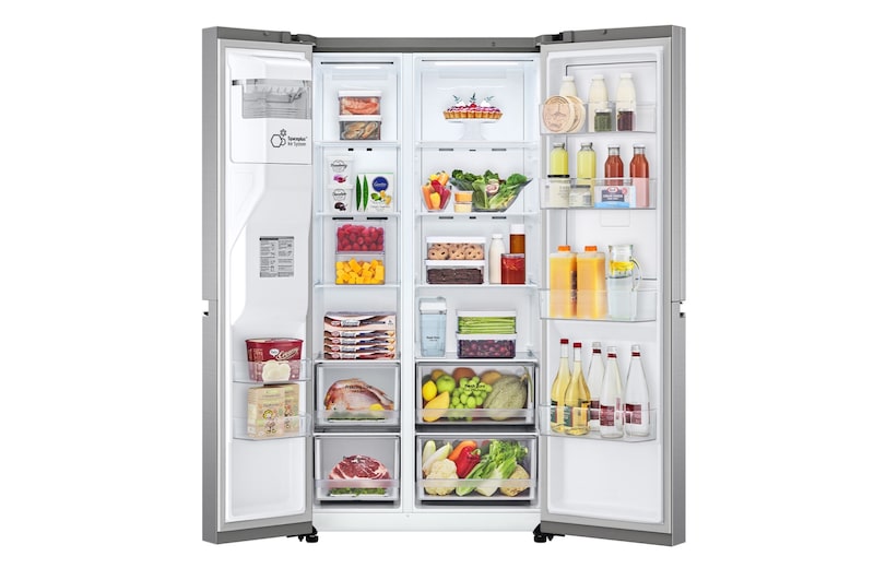 LG 635L Door in Door™ Side by Side (Shiny Steel), Energiklass E, Vatten/is utan röranslutning, Smart Diagnosis™ med Wi-Fi, GSJV71PZTE