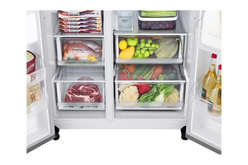 LG 635L Door in Door™ Side by Side (Shiny Steel), Energiklass E, Vatten/is utan röranslutning, Smart Diagnosis™ med Wi-Fi, GSJV71PZTE