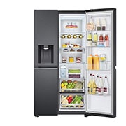 LG 635L Door in Door™ Side by Side (Matte Black Steel), Energiklass E, Vatten/is utan röranslutning, Smart Diagnosis™ med Wi-Fi, GSJV91MCAE