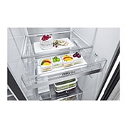 LG 635L Door in Door™ Side by Side (Matte Black Steel), Energiklass E, Vatten/is utan röranslutning, Smart Diagnosis™ med Wi-Fi, GSJV91MCAE