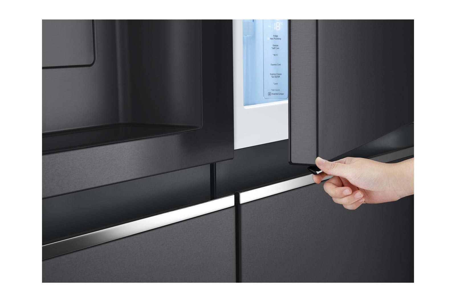 LG 635L Door in Door™ Side by Side (Matte Black Steel), Energiklass E, Vatten/is utan röranslutning, Smart Diagnosis™ med Wi-Fi, GSJV91MCAE