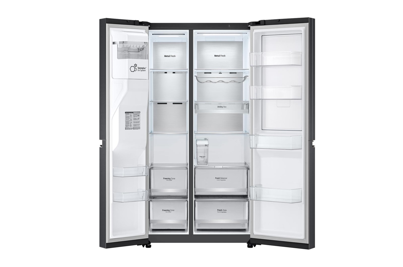 LG 635L Door in Door™ Side by Side (Matte Black Steel), Energiklass E, Vatten/is utan röranslutning, Smart Diagnosis™ med Wi-Fi, GSJV91MCAE