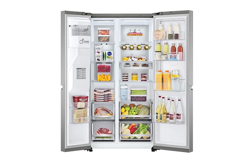 LG 635L Door in Door™ Side by Side (Shiny Steel), Energiklass E, Vatten/is utan röranslutning, Smart Diagnosis™ med Wi-Fi, GSJV91PZAE