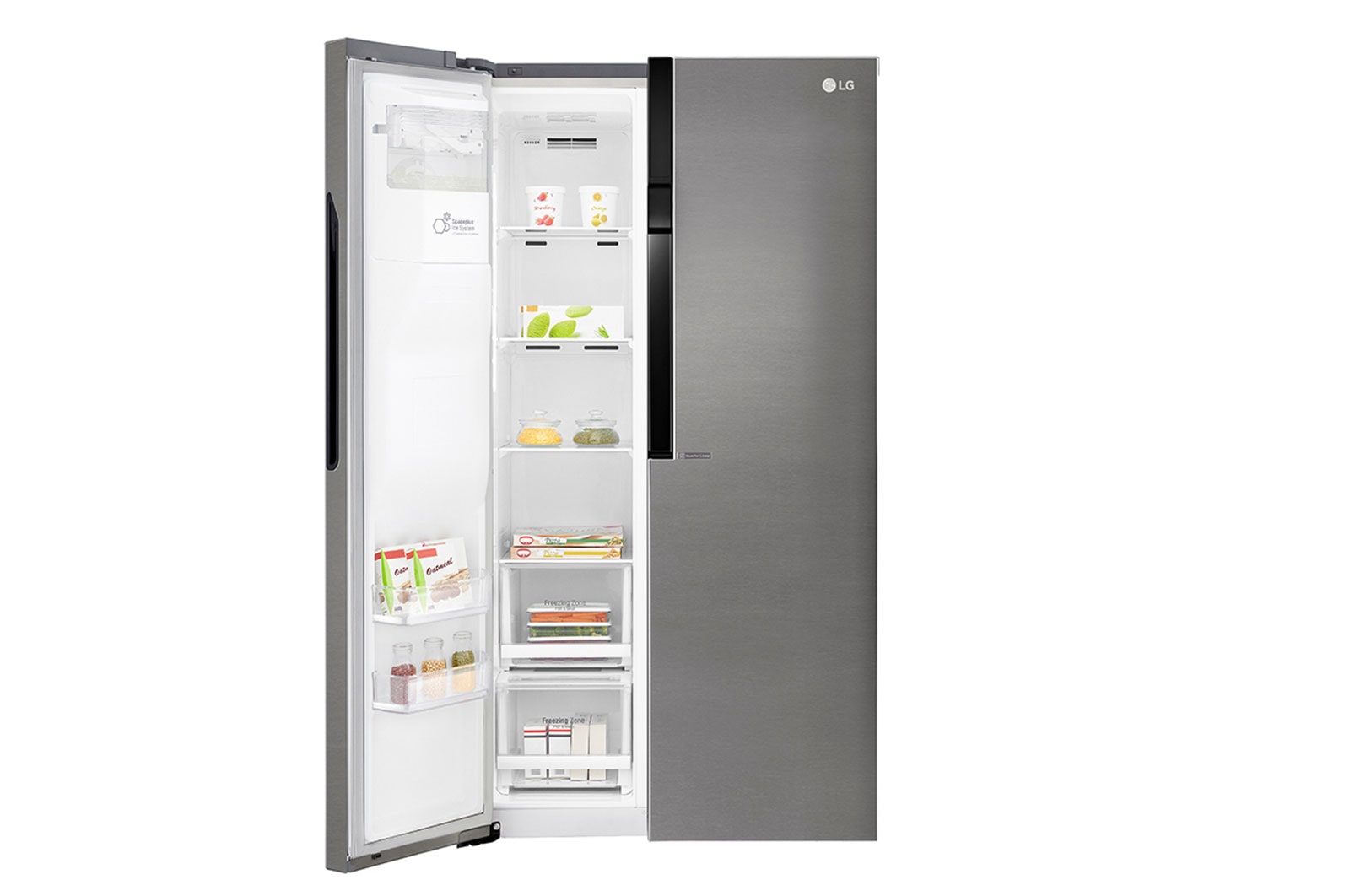 LG 606L Side by Side (Mörkgrå) - Energiklass F, Vatten/is via röranslutning, Smart Diagnosis™, GSL360ICEZ