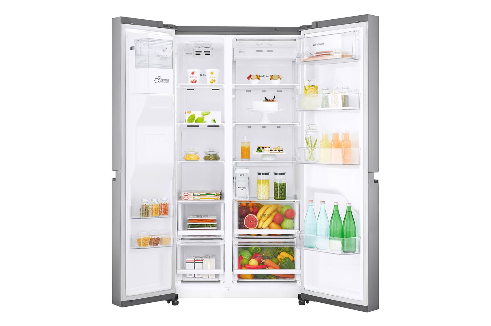 LG 625L Side by Side (Shiny Steel) - Energiklass E, Vatten/is utan röranslutning, Smart Diagnosis™ med Wi-Fi, GSL461ICEE