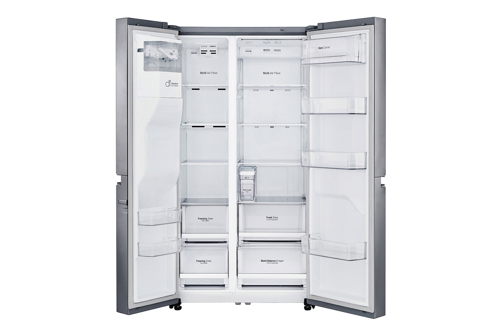 LG 625L Side by Side (Shiny Steel) - Energiklass E, Vatten/is utan röranslutning, Smart Diagnosis™ med Wi-Fi, GSL461ICEE