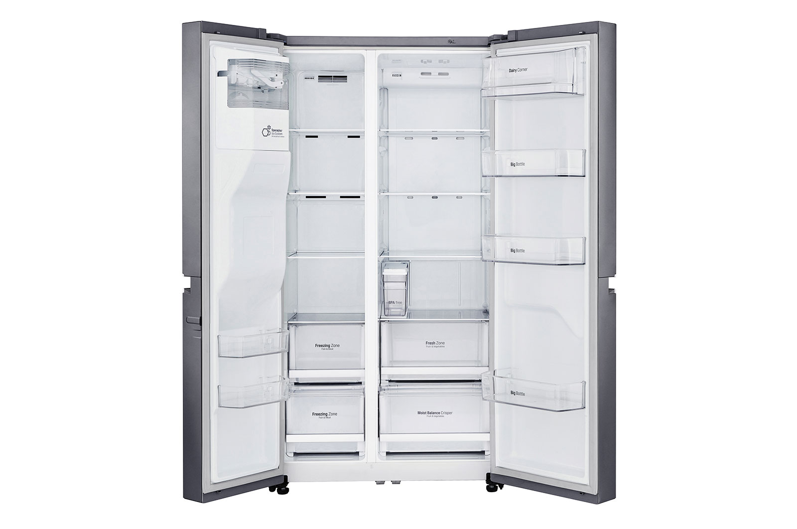 LG 625L Side by Side (Mörkgrå) - Energiklass F, Vatten/is utan röranslutning, Smart Diagnosis™ med Wi-Fi, GSL471ICEZ