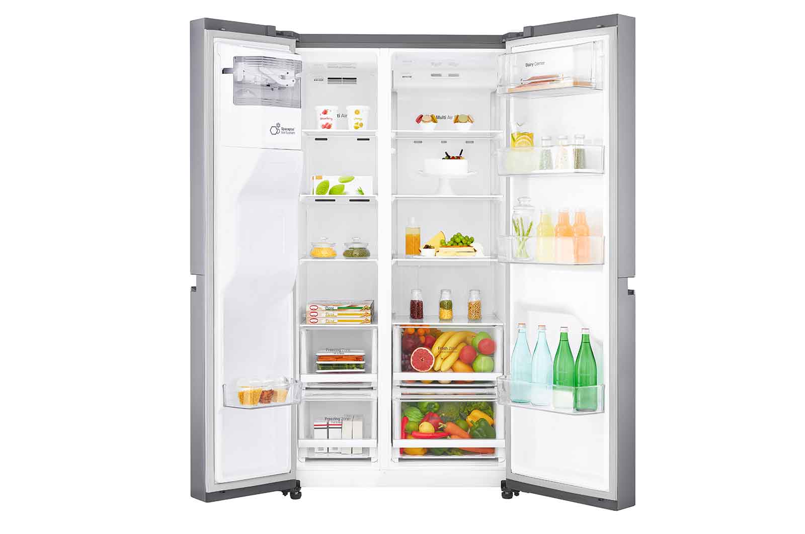 LG 625L Side by Side (Shiny Steel) - Energiklass F, Vatten/is via röranslutning, Smart Diagnosis™, GSL480PZXV