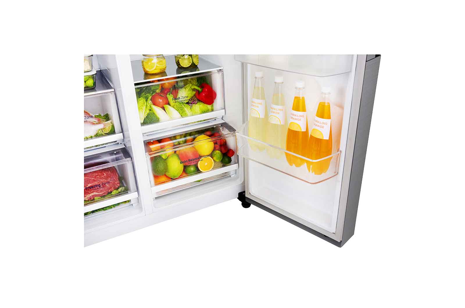 LG 625L Side by Side (Shiny Steel) - Energiklass F, Vatten/is via röranslutning, Smart Diagnosis™, GSL480PZXV