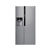 Vy framifrån av 606L Side by Side (Shiny Steel) - Energiklass F, Vatten/is utan röranslutning, Smart Diagnosis™ GSL561PZUZ