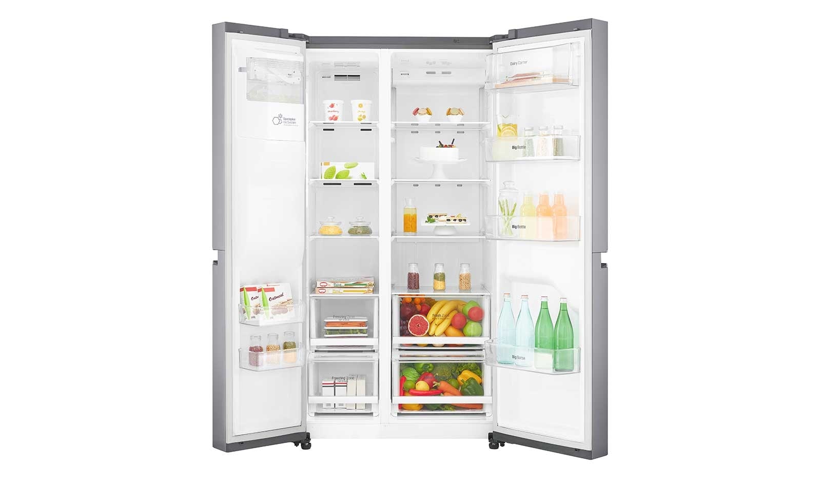 LG 625L Side by Side (Shiny Steel) - Energiklass F, Vatten/is via röranslutning, Smart Diagnosis™ med Wi-Fi, GSL760PZXV