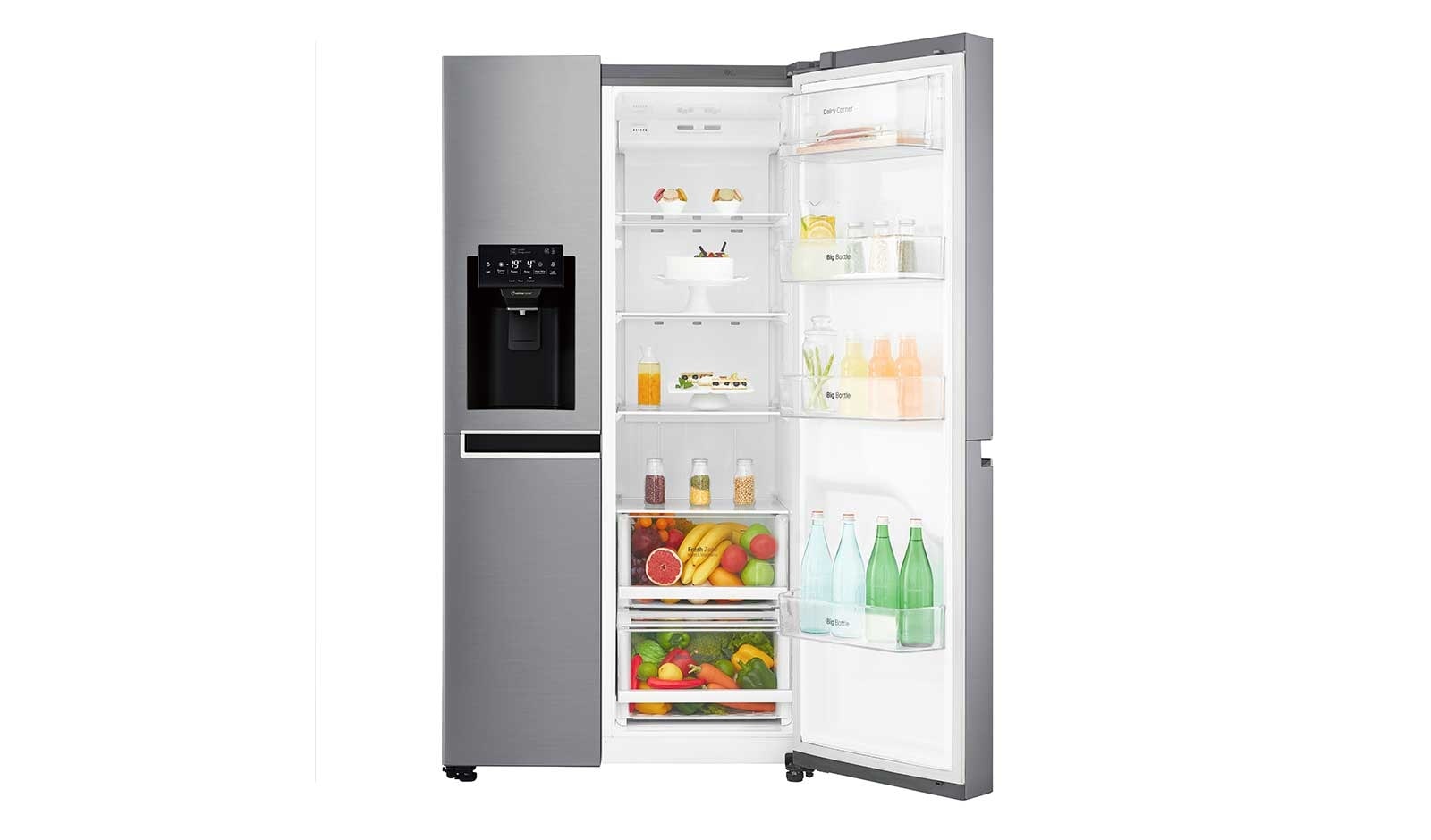 LG 625L Side by Side (Shiny Steel) - Energiklass F, Vatten/is via röranslutning, Smart Diagnosis™ med Wi-Fi, GSL760PZXV