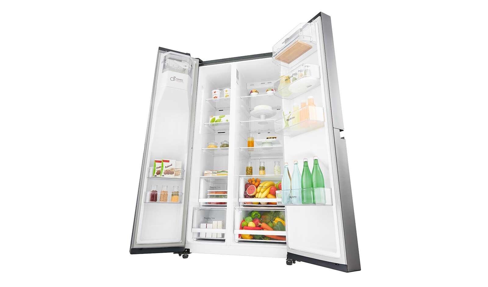 LG 625L Side by Side (Shiny Steel) - Energiklass F, Vatten/is via röranslutning, Smart Diagnosis™ med Wi-Fi, GSL760PZXV