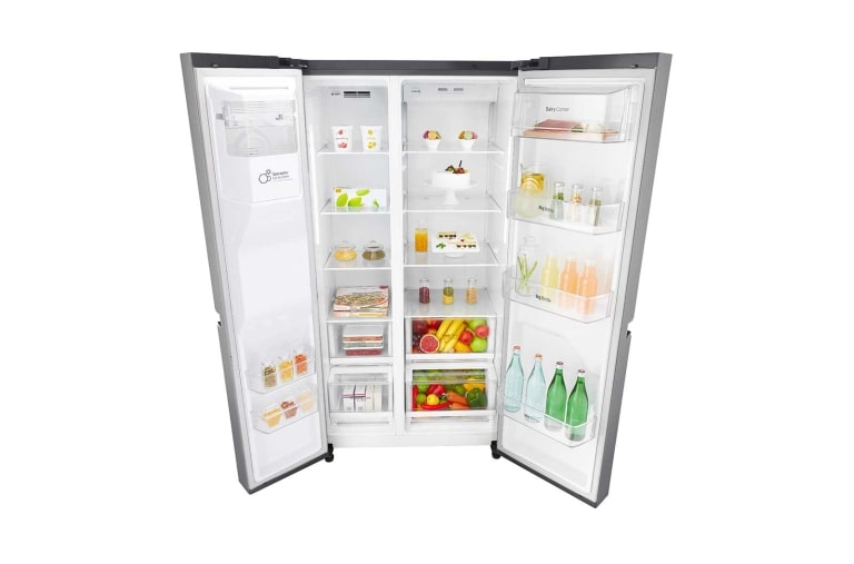 LG 625L Side by Side (Shiny Steel) - Energiklass F, Vatten/is via röranslutning, Smart Diagnosis™ med Wi-Fi, GSL760PZXV