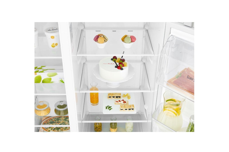 LG 625L Side by Side (Vit) - Energiklass F, Vatten/is via röranslutning, Smart Diagnosis™ med Wi-Fi, GSL760SWXV