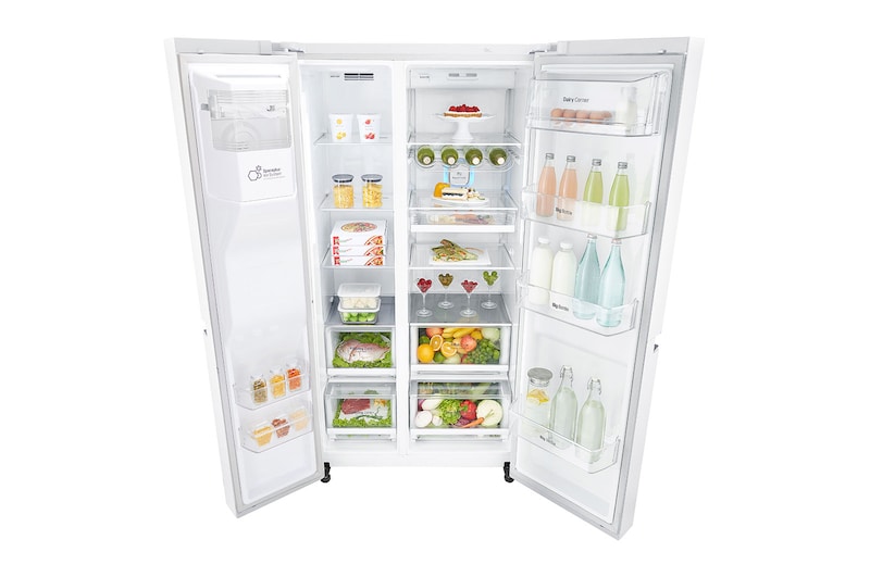 LG 625L Side by Side (Vit) - Energiklass F, Vatten/is via röranslutning, Smart Diagnosis™ med Wi-Fi, GSL760SWXV