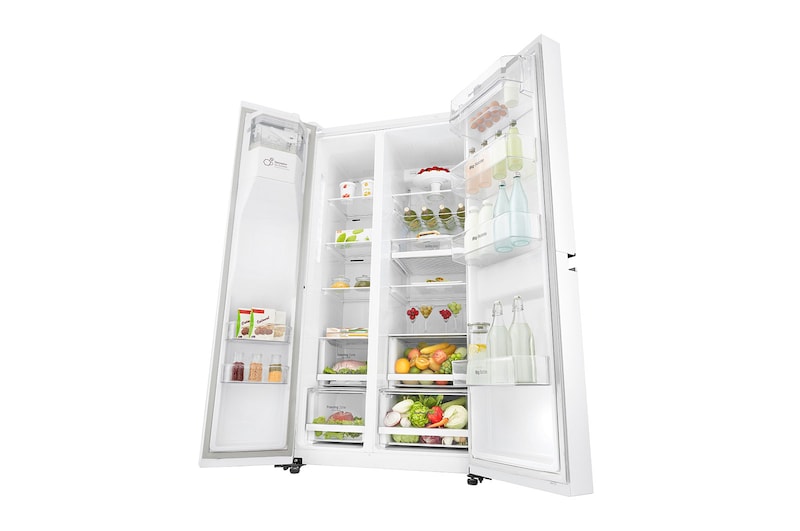 LG 625L Side by Side (Vit) - Energiklass F, Vatten/is via röranslutning, Smart Diagnosis™ med Wi-Fi, GSL760SWXV