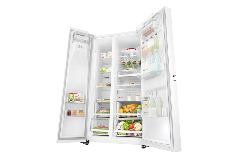 LG 625L Side by Side (Vit) - Energiklass F, Vatten/is utan röranslutning, Smart Diagnosis™ med Wi-Fi, GSL761SWYV