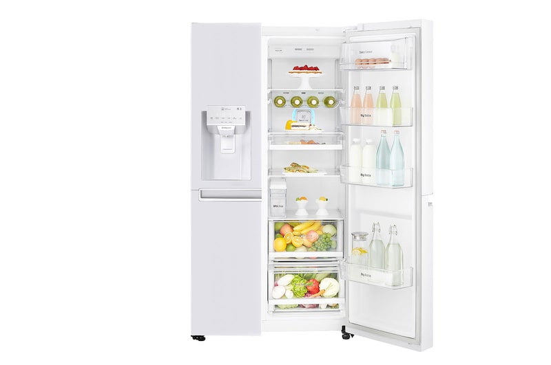 LG 625L Side by Side (Vit) - Energiklass F, Vatten/is utan röranslutning, Smart Diagnosis™ med Wi-Fi, GSL761SWYV