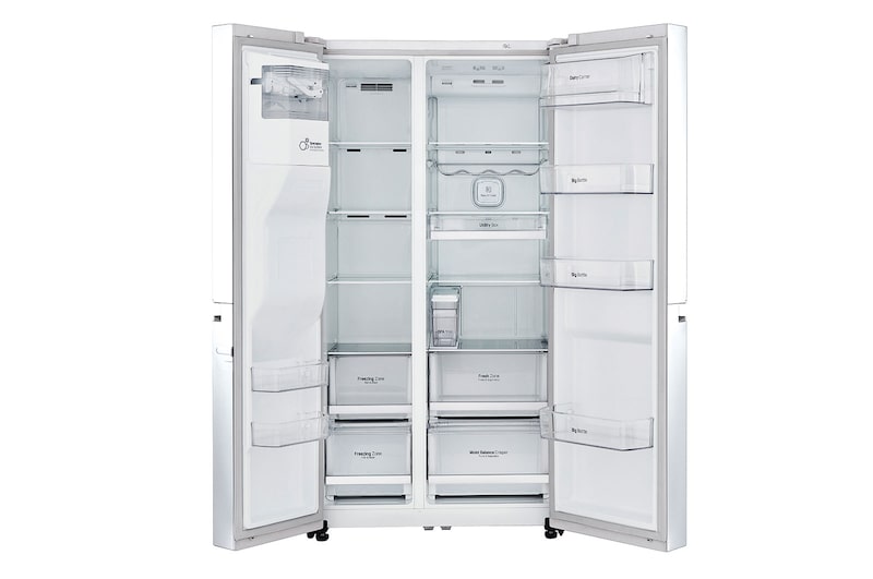 LG 625L Side by Side (Vit) - Energiklass F, Vatten/is utan röranslutning, Smart Diagnosis™ med Wi-Fi, GSL761SWYV