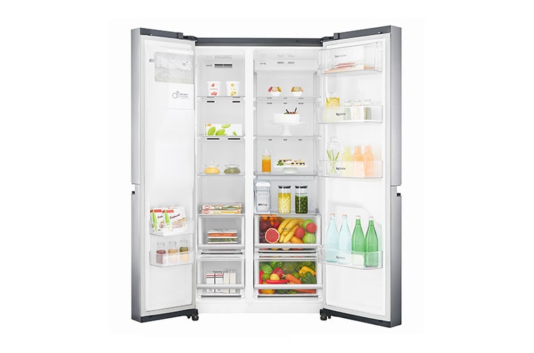 LG 625L Side by Side (Shiny Steel) - Energiklass F, Vatten/is utan röranslutning, Smart Diagnosis™ med Wi-Fi, GSL961PZUZ