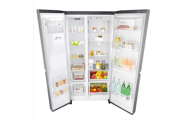 LG 625L Side by Side (Shiny Steel) - Energiklass F, Vatten/is utan röranslutning, Smart Diagnosis™ med Wi-Fi, GSL961PZUZ