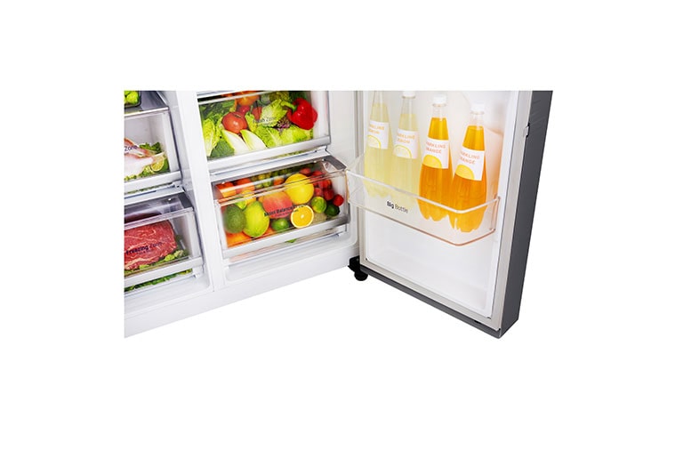 LG 625L Side by Side (Shiny Steel) - Energiklass F, Vatten/is utan röranslutning, Smart Diagnosis™ med Wi-Fi, GSL961PZUZ