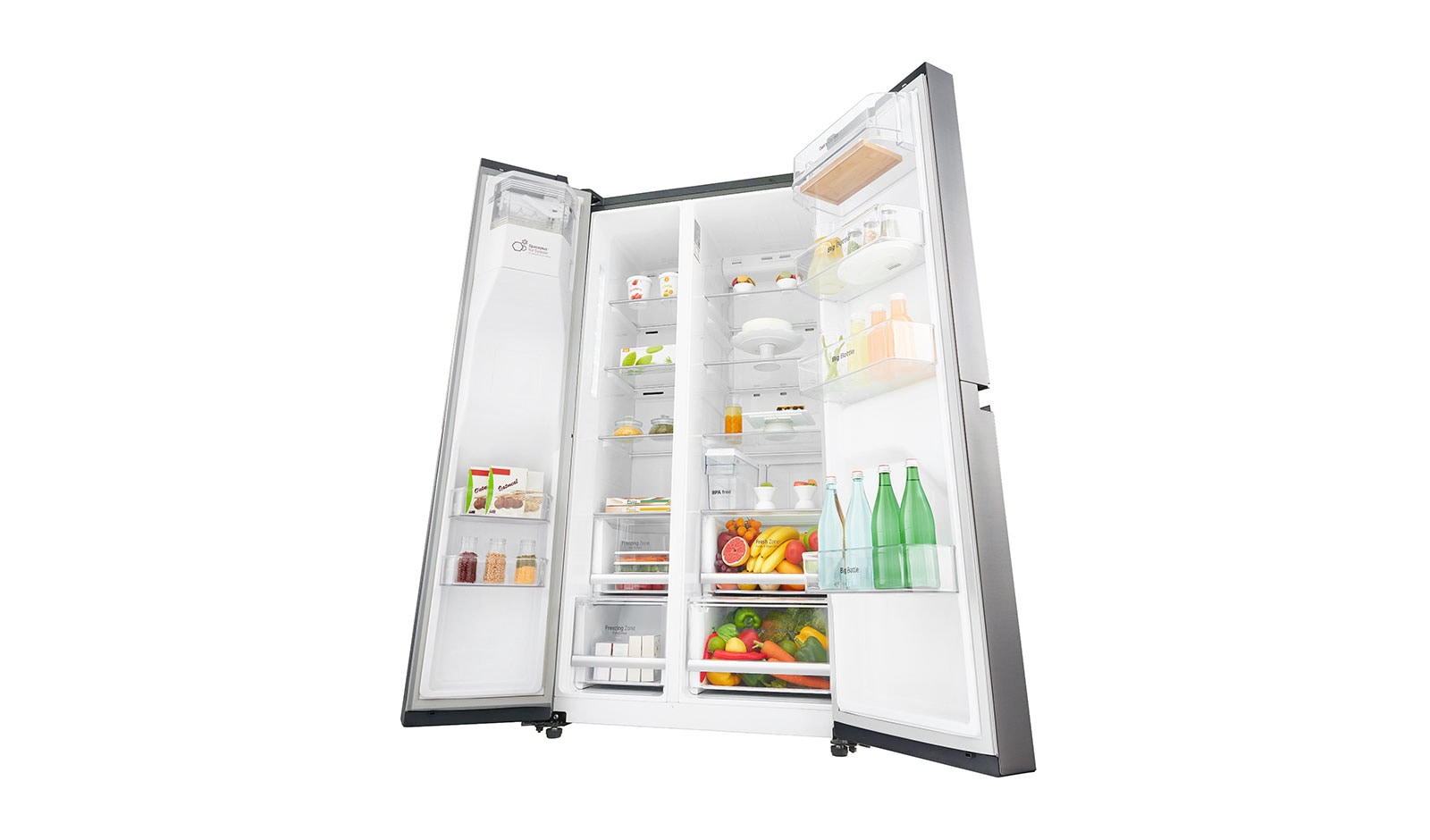 LG 625L Side by Side (Shiny Steel) - Energiklass F, Vatten/is utan röranslutning, Smart Diagnosis™ med Wi-Fi, GSL961PZUZ