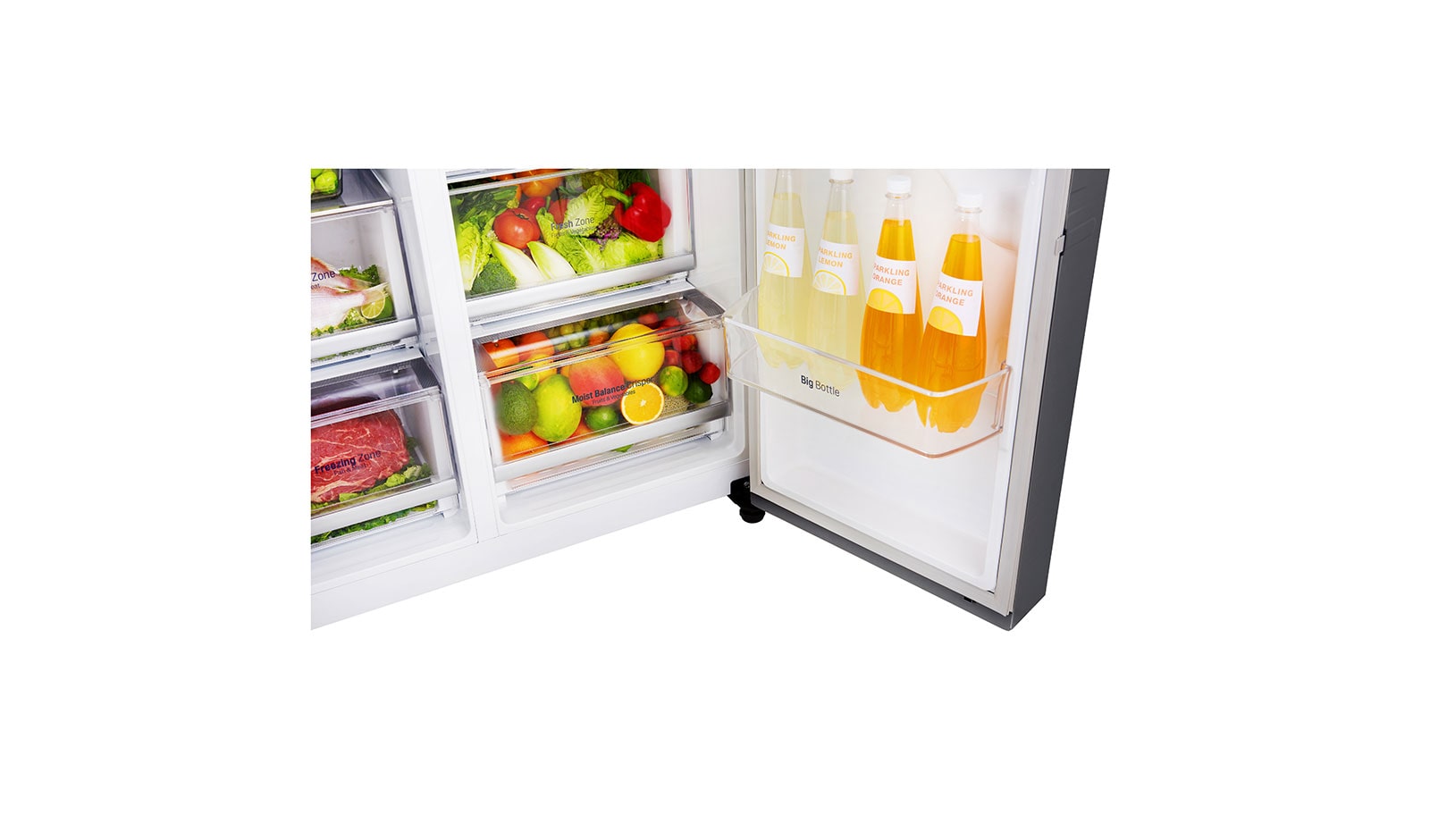 LG 625L Side by Side (Shiny Steel) - Energiklass F, Vatten/is utan röranslutning, Smart Diagnosis™ med Wi-Fi, GSL961PZUZ