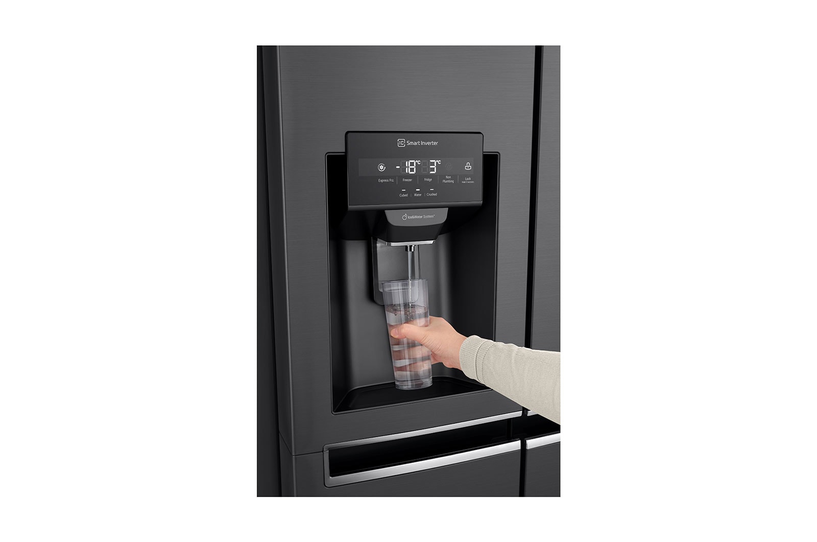 LG 634L Side by Side (Matte Black Stainless Steel), Is- & vattendispenser, Energiklass F, Vatten/is utan röranslutning, Smart Diagnosis™, GSLV31MCXM