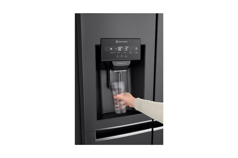 LG 634L Side by Side (Matte Black Stainless Steel), Is- & vattendispenser, Energiklass F, Vatten/is utan röranslutning, Smart Diagnosis™, GSLV31MCXM