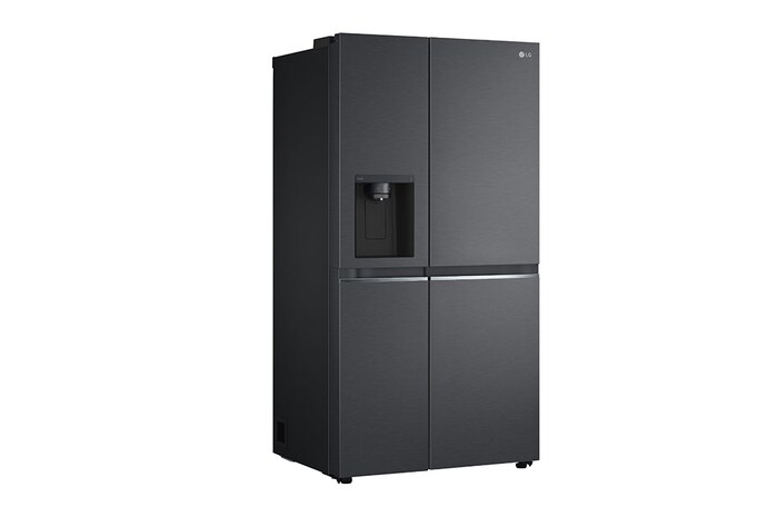 LG 635L Side by Side (Matte Black Stainless Steel), Is- & vattendispenser, Energiklass F, Vatten/is via röranslutning, Smart Diagnosis™ med Wi-Fi, GSLV70MCTM