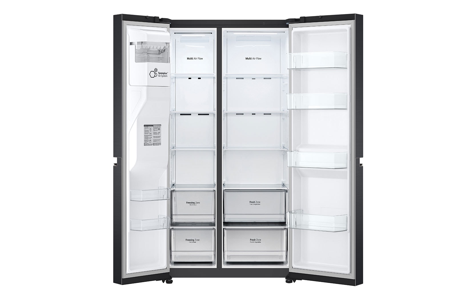 LG 635L Side by Side (Matte Black Stainless Steel), Is- & vattendispenser, Energiklass F, Vatten/is via röranslutning, Smart Diagnosis™ med Wi-Fi, GSLV70MCTM