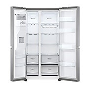 LG 635L Side by Side (Shiny Steel), Is- & vattendispenser, Energiklass E, Vatten/is via röranslutning, Smart Diagnosis™ med Wi-Fi, GSLV70PZLE