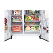 LG 635L Side by Side (Shiny Steel), Is- & vattendispenser, Energiklass E, Vatten/is via röranslutning, Smart Diagnosis™ med Wi-Fi, GSLV70PZLE